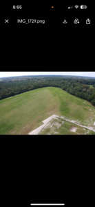 Drone footage of a field showing some wilting.